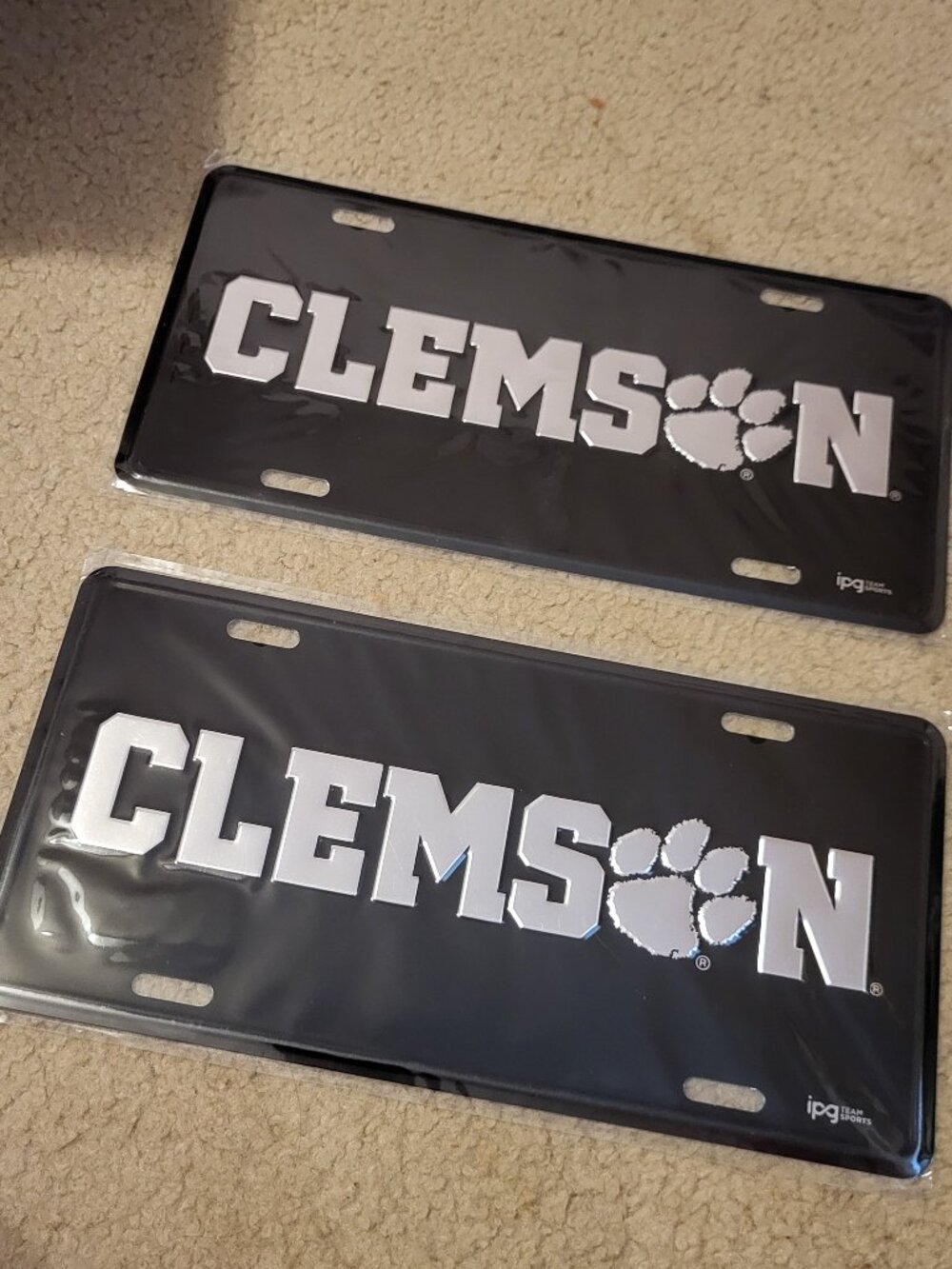 Two Clemson Tiger Car Tags